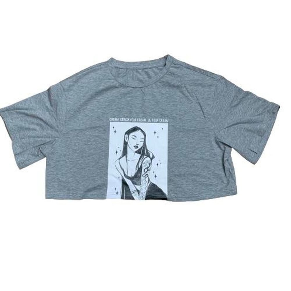 Gray Graphic Crop Top
